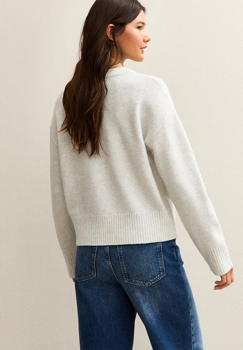 New Look - Floral chan jumper - grey