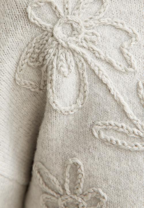 New Look - Floral chan jumper - grey