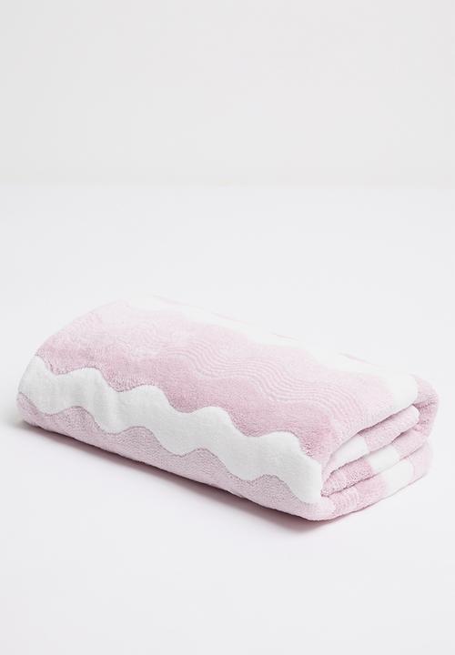 Pop Candy - Wave-patterned towel - pink/white