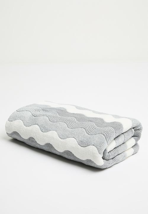 Pop Candy - Wave-patterned towel - grey/white