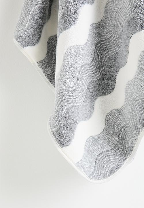 Pop Candy - Wave-patterned towel - grey/white