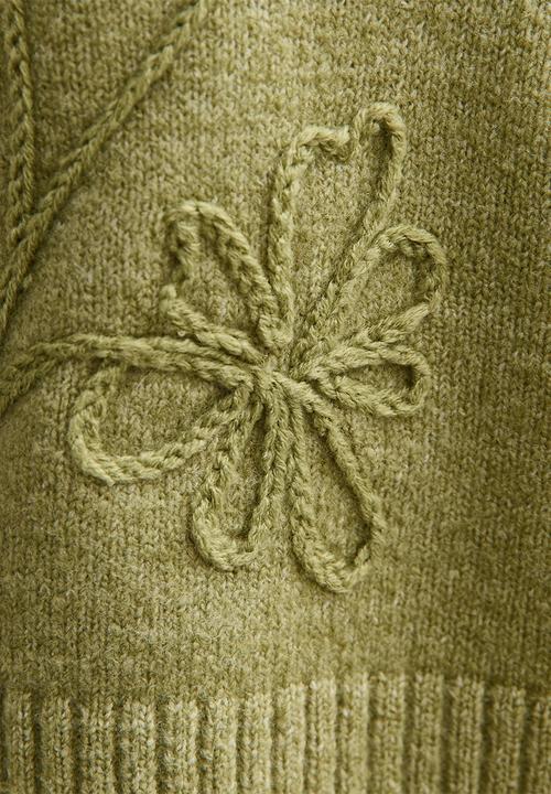 New Look - Floral chan jumper - green