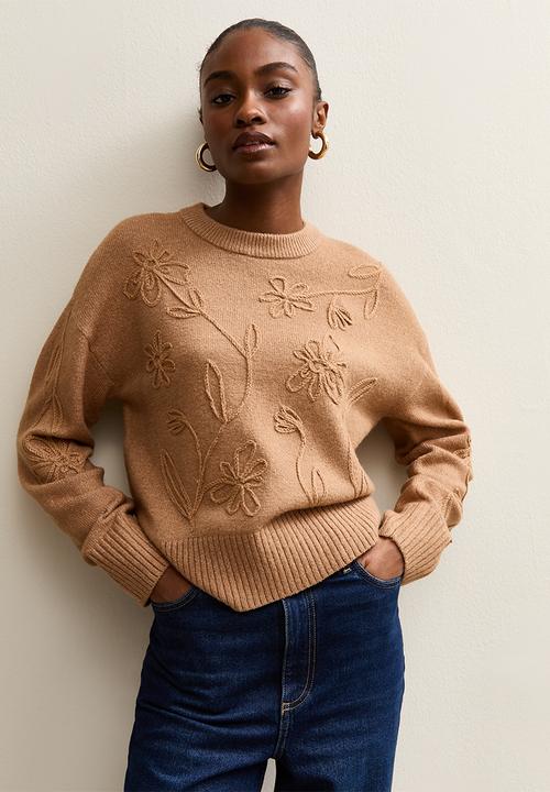 New Look - Floral chan jumper - camel