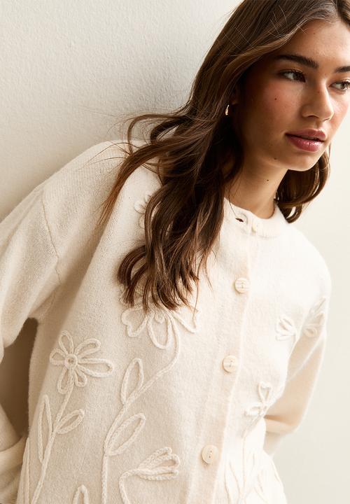 New Look - Floral chain cardigan - cream
