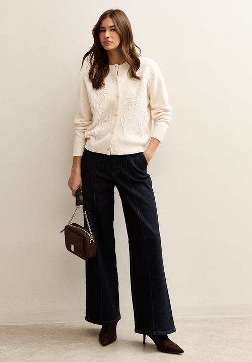New Look - Floral chain cardigan - cream