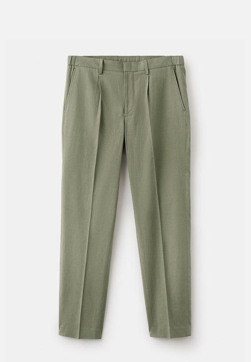 MANGO - Trousers Delave - Green