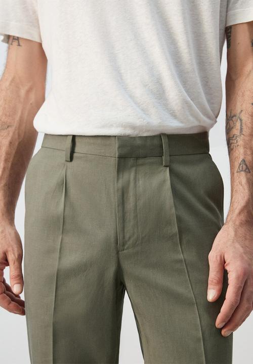 MANGO - Trousers Delave - Green