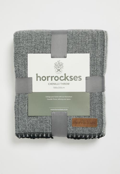 Chenille Fringe Bed Throw - Grey