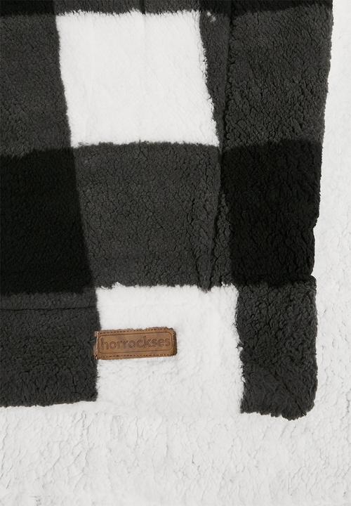 Horrockses - Scottish Check Sherpa Bed Blanket - Asphalt