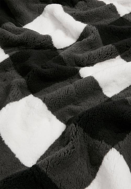 Horrockses - Scottish Check Sherpa Bed Blanket - Asphalt