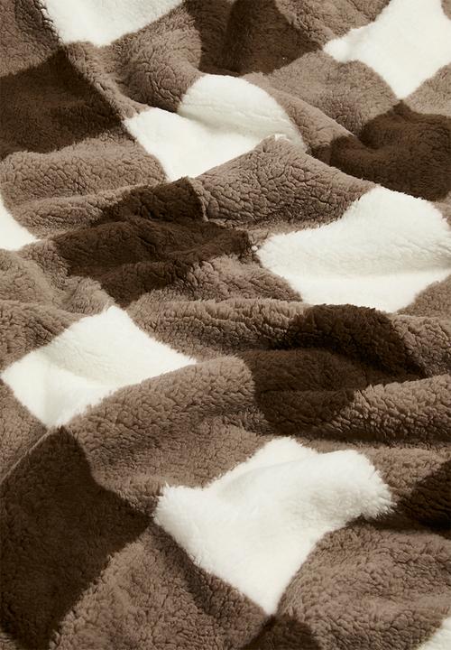 Horrockses - Scottish Check Sherpa Bed Blanket - Portabella