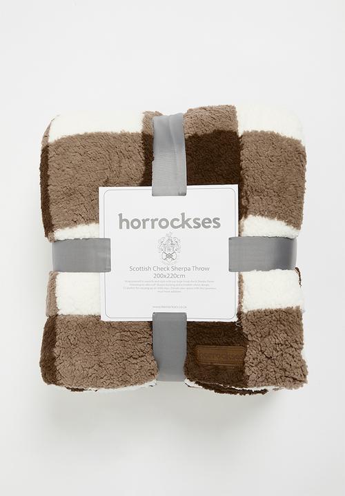 Scottish Check Sherpa Bed Blanket - Portabella