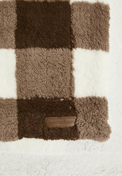 Horrockses - Scottish Check Sherpa Bed Blanket - Portabella