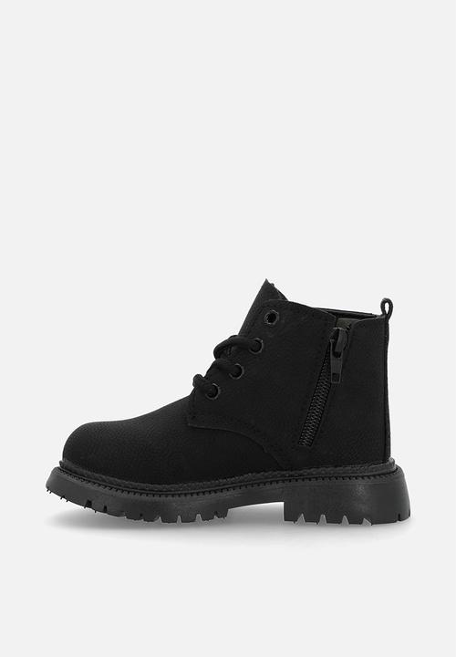 Pop Candy - Suedette lace-up boots - black