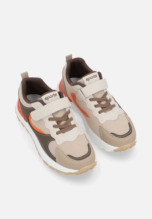 Pop Candy - Colour block sneakers with adjustable fasteners - light brown/multi