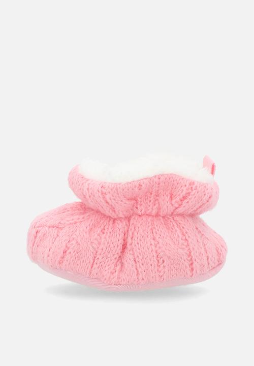 Pop Candy - Knitted baby booties - pink