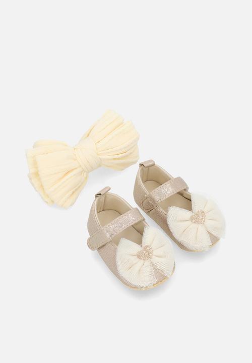 Pop Candy - Tulle bow slippers - gold shimmer