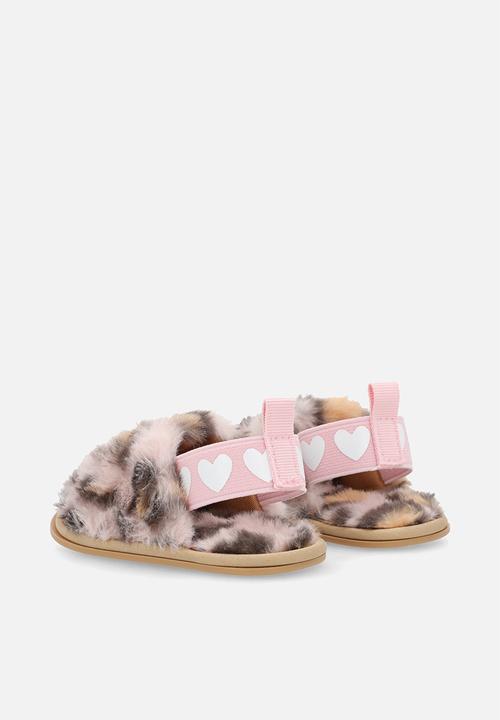 Pop Candy - Ankle strap slippers - pink leopard print