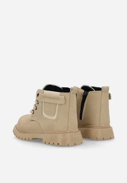 Pop Candy - Suedette lace-up boots - sand brown
