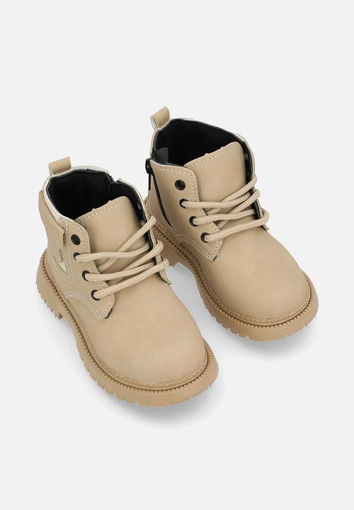 Pop Candy - Suedette lace-up boots - sand brown