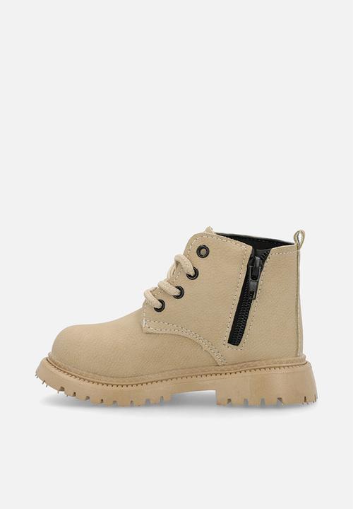 Pop Candy - Suedette lace-up boots - sand brown