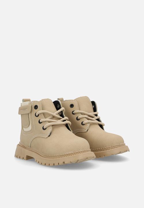 Pop Candy - Suedette lace-up boots - sand brown
