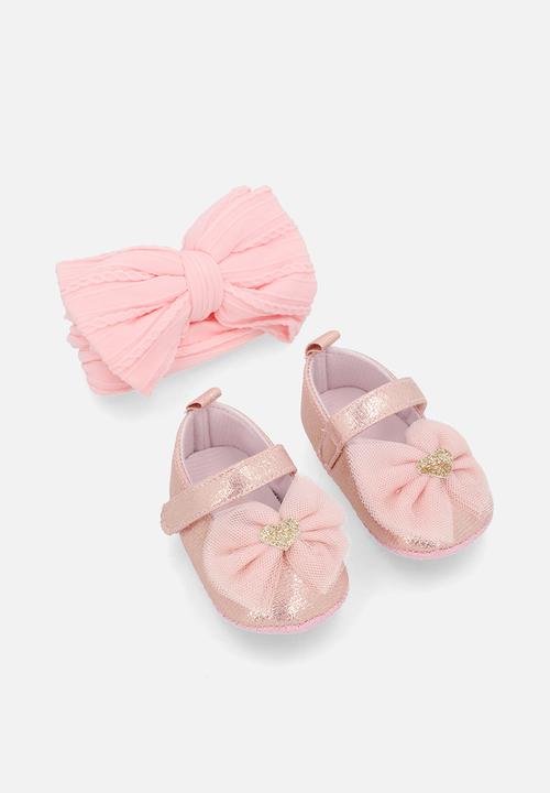 Pop Candy - Tulle bow slippers - pink shimmer