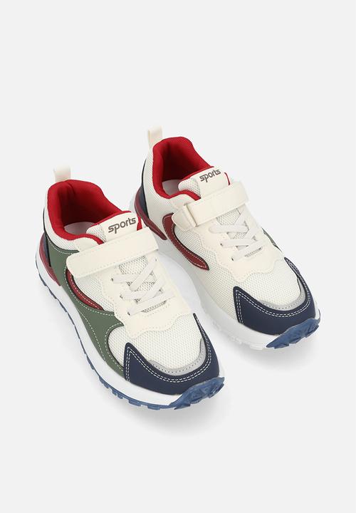 Pop Candy - Colour block sneakers with adjustable fasteners - off white/multi