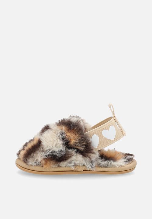 Pop Candy - Ankle strap slippers - off white/leopard print