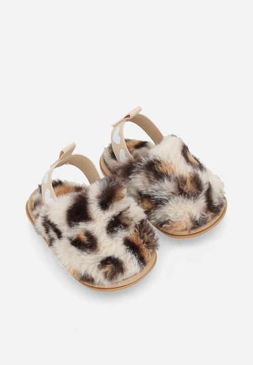 Pop Candy - Ankle strap slippers - off white/leopard print