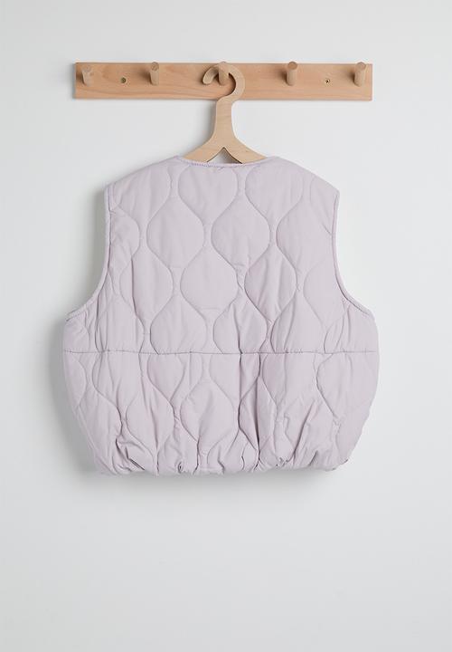 Pop Candy - Onion quilted puffer vest with fleece lining - soft lilac