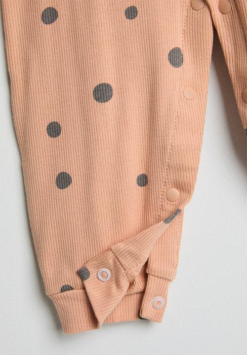 Pop Candy - Ribbed spot aop romper - apricot