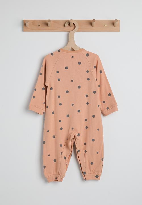 Pop Candy - Ribbed spot aop romper - apricot
