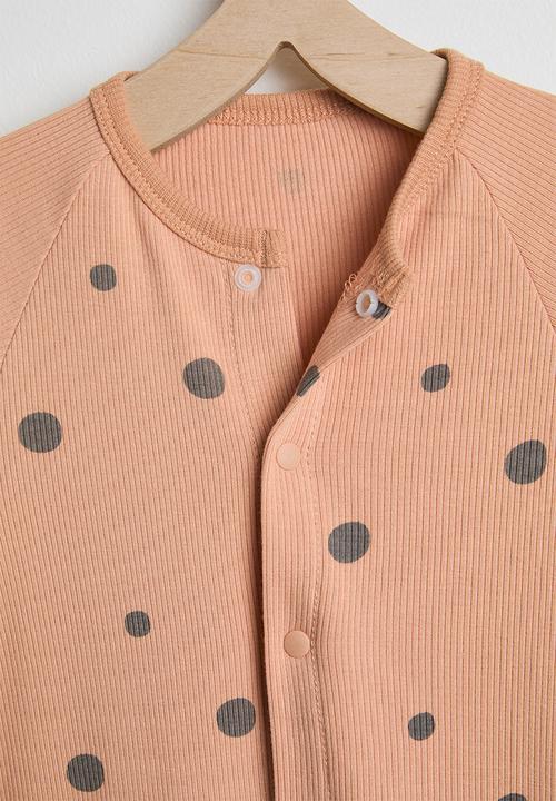 Pop Candy - Ribbed spot aop romper - apricot
