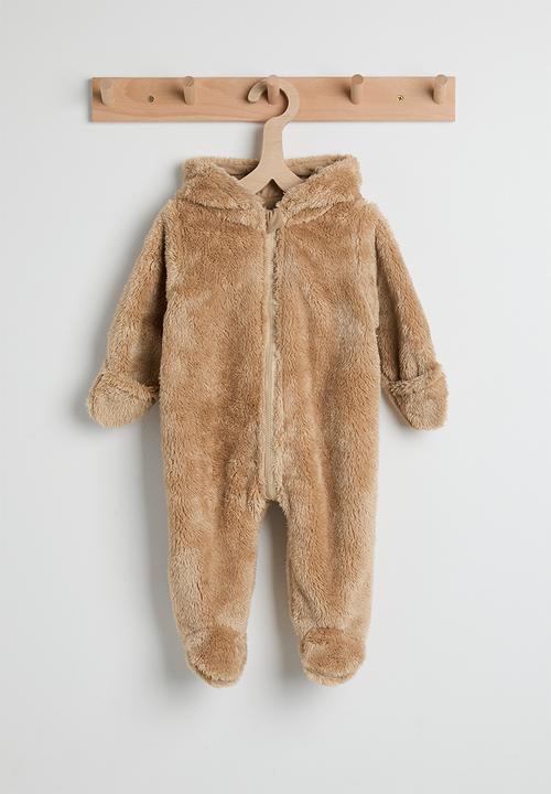 Pop Candy - Fleece bear romper - brown