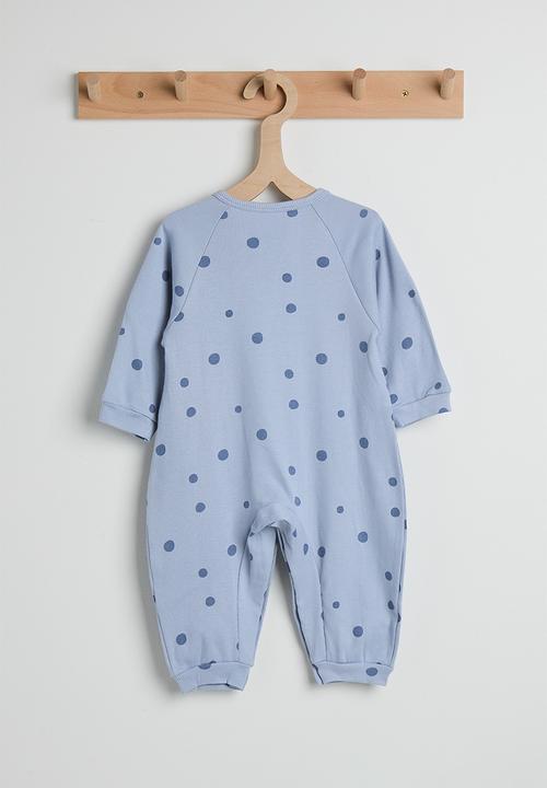 Pop Candy - Ribbed spot aop romper - light steel blue