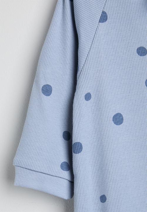 Pop Candy - Ribbed spot aop romper - light steel blue