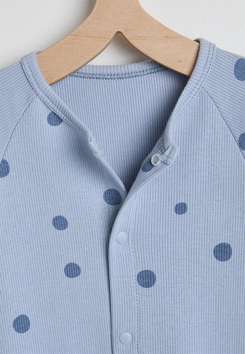 Pop Candy - Ribbed spot aop romper - light steel blue