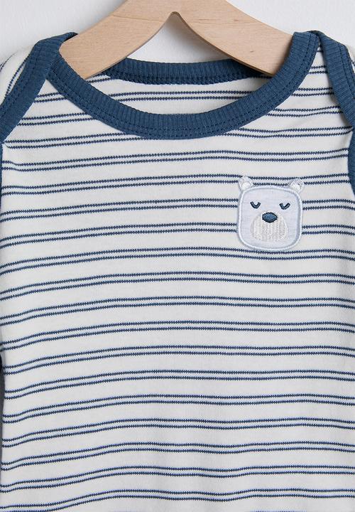 Pop Candy - Bear patch bodysuit - navy stripes/navy