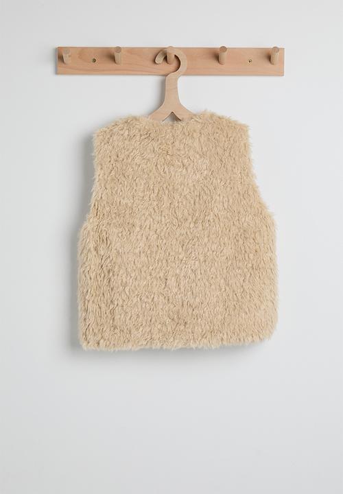 Pop Candy - Furry vest with slingbag - beige