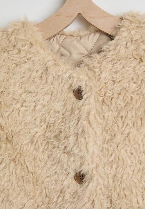 Pop Candy - Furry vest with slingbag - beige