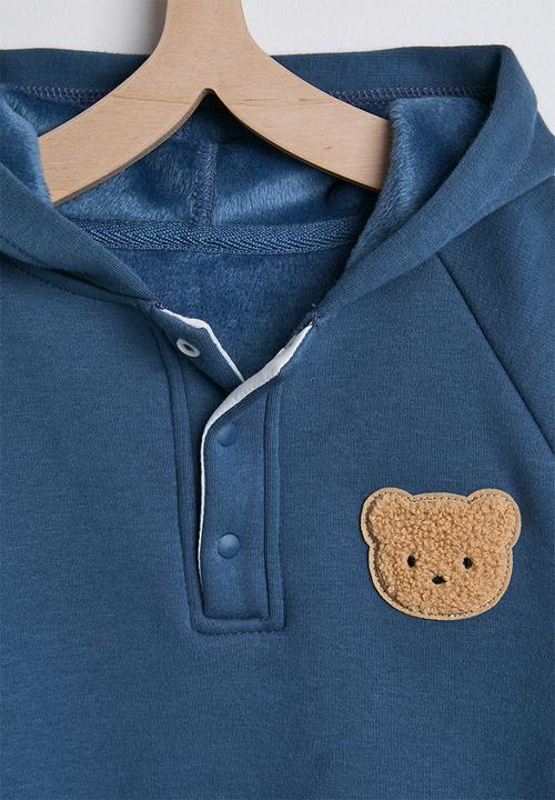 Pop Candy - Raglan sleeve romper with fleece lining - sea blue