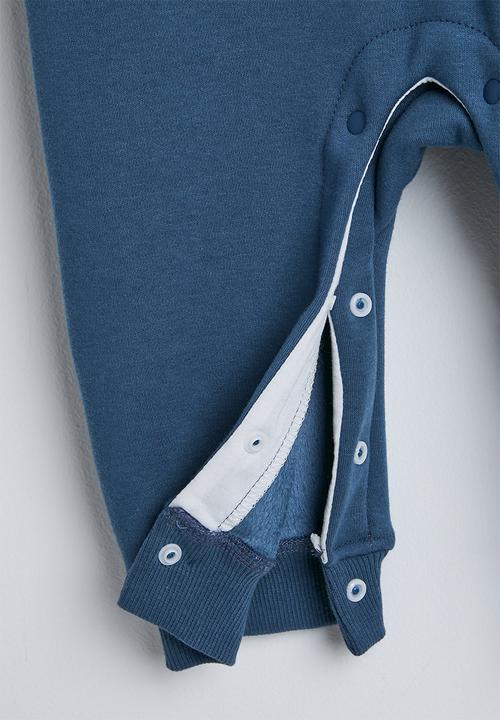 Pop Candy - Raglan sleeve romper with fleece lining - sea blue