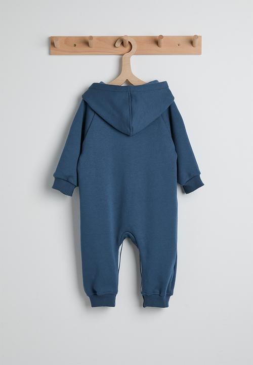 Pop Candy - Raglan sleeve romper with fleece lining - sea blue