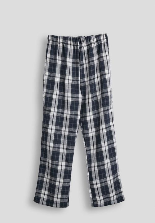 Pop Candy - Tee & flannel pants pj set - navy/check