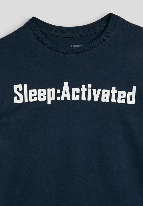 Pop Candy - Tee & flannel pants pj set - navy/check