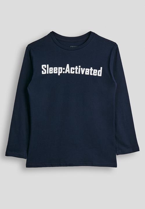 Pop Candy - Tee & flannel pants pj set - navy/check