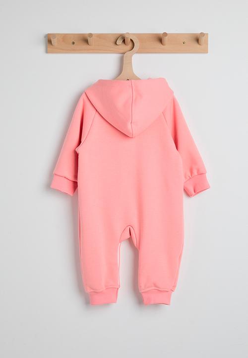 Pop Candy - Raglan sleeve romper with fleece lining - flamingo pink