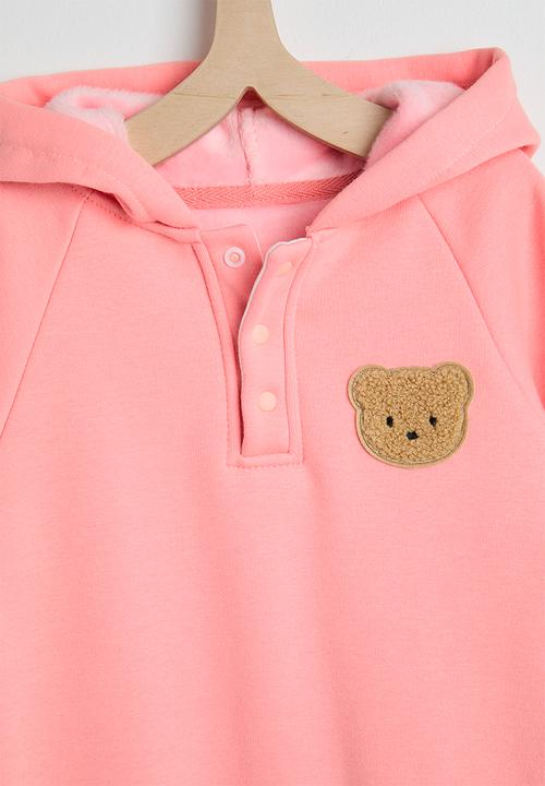 Pop Candy - Raglan sleeve romper with fleece lining - flamingo pink