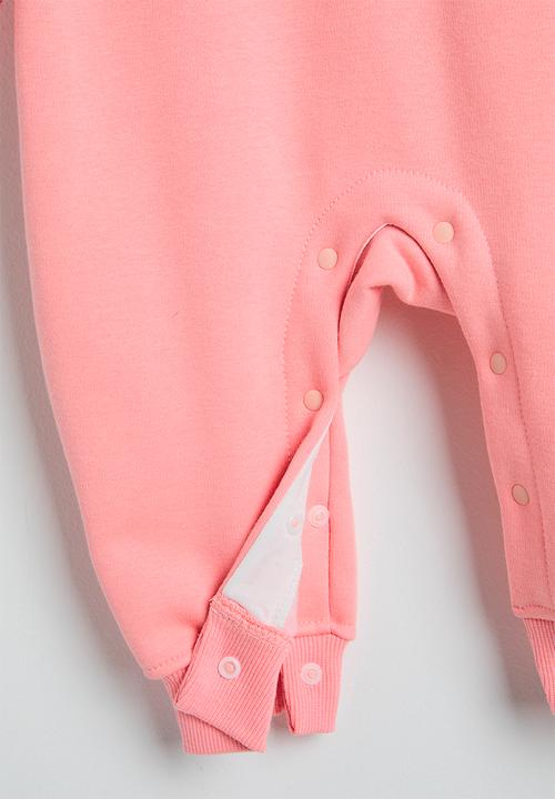 Pop Candy - Raglan sleeve romper with fleece lining - flamingo pink